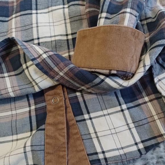 Kuhl Womens Tess Flannel Long Sleeve Shirt Snap Button Sz L Corduroy Cuffs Gorpc - Picture 12 of 13